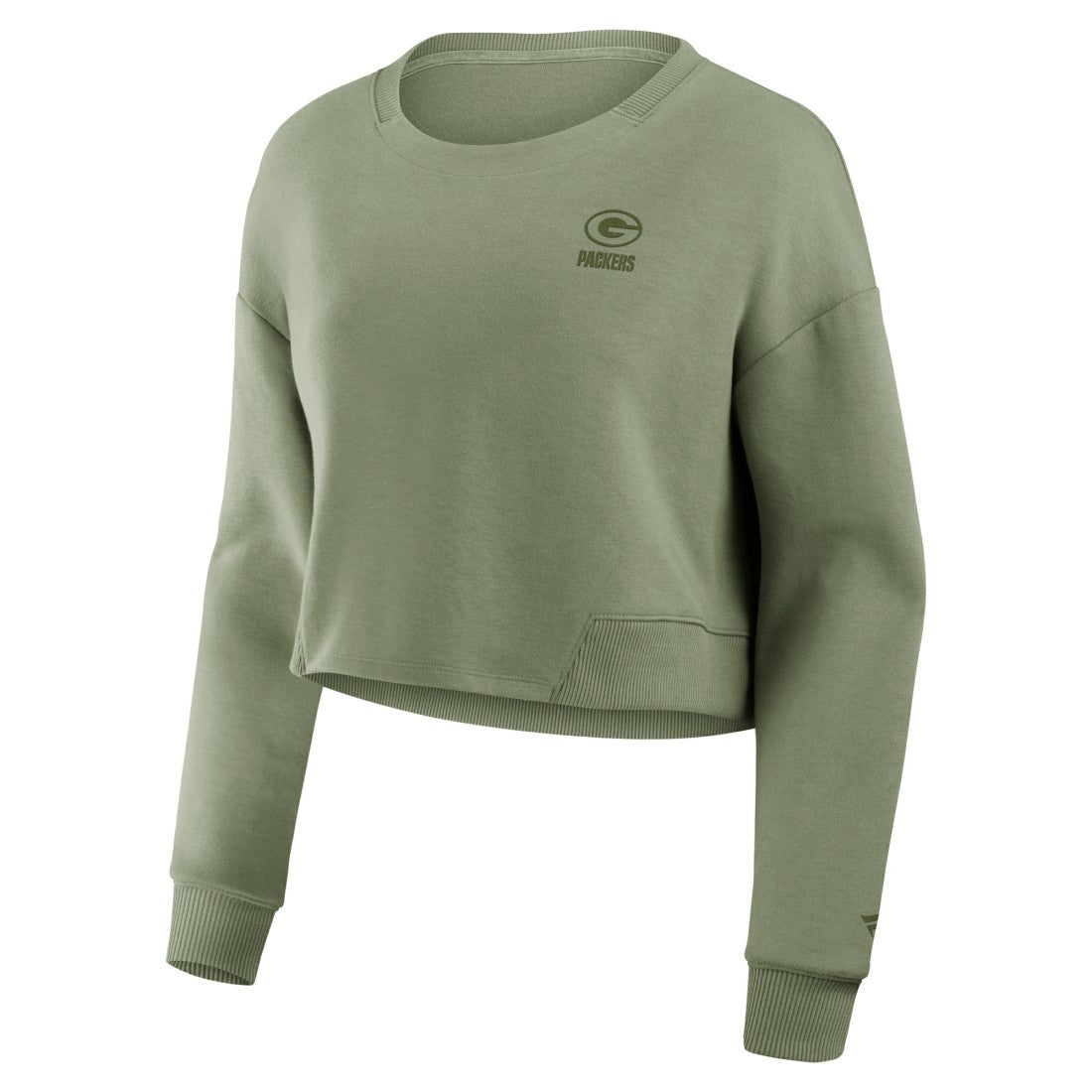 Fanatics Green Bay Packers Women's Studio Tri-Blend Cropped Pullover Sweatshirt Olive