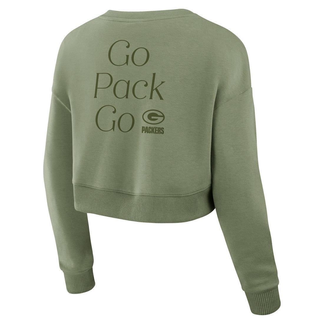 Fanatics Green Bay Packers Women's Studio Tri-Blend Cropped Pullover Sweatshirt Olive