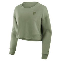 Fanatics Chicago Bears Women's Studio Tri-Blend Cropped Pullover Sweatshirt Olive