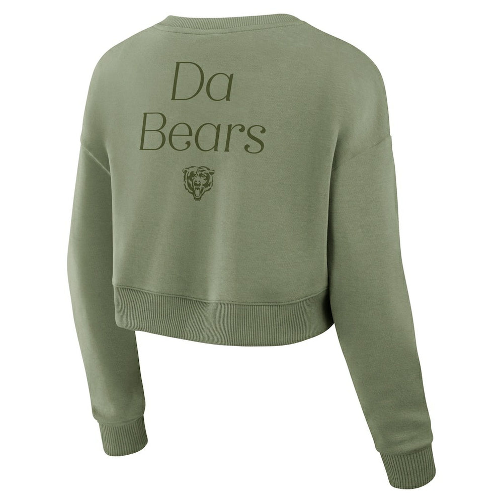 Fanatics Chicago Bears Women's Studio Tri-Blend Cropped Pullover Sweatshirt Olive