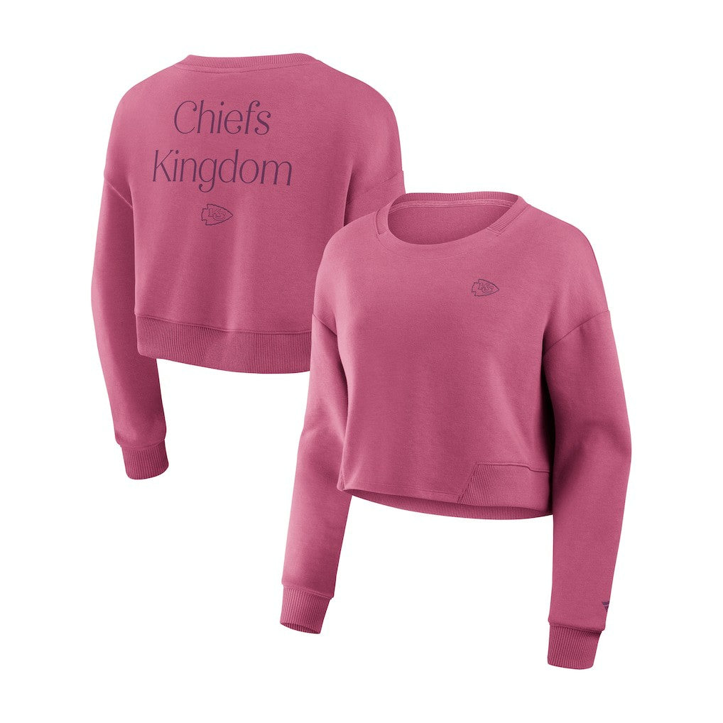 Fanatics Kansas City Chiefs Women's Studio Tri-Blend Cropped Pullover Sweatshirt Pink