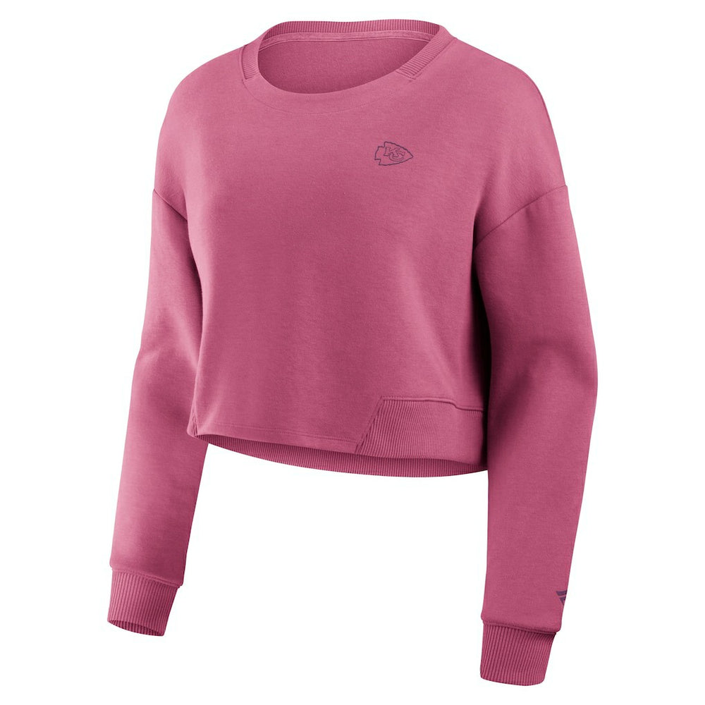 Fanatics Kansas City Chiefs Women's Studio Tri-Blend Cropped Pullover Sweatshirt Pink