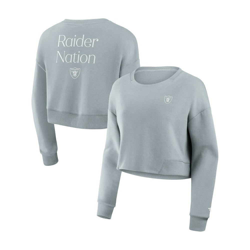 Fanatics Las Vegas Raiders Women's Studio Tri-Blend Cropped Pullover Sweatshirt Gray