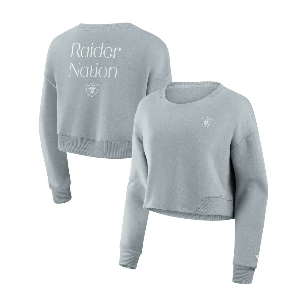 Fanatics Las Vegas Raiders Women's Studio Tri-Blend Cropped Pullover Sweatshirt Gray