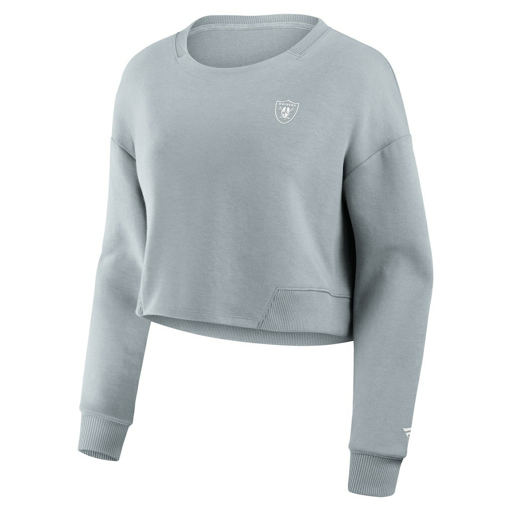 Fanatics Las Vegas Raiders Women's Studio Tri-Blend Cropped Pullover Sweatshirt Gray