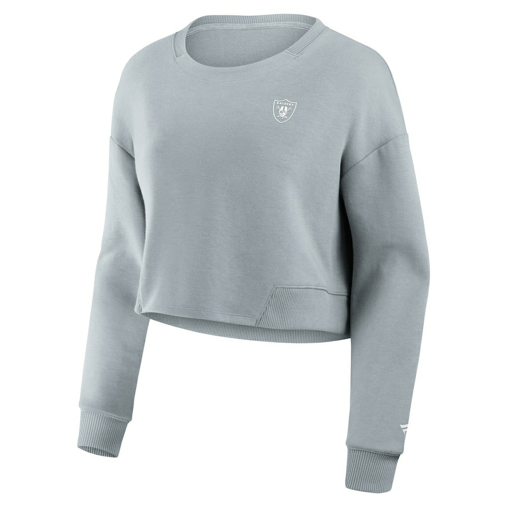 Fanatics Las Vegas Raiders Women's Studio Tri-Blend Cropped Pullover Sweatshirt Gray