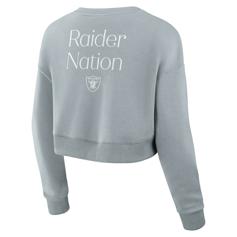 Fanatics Las Vegas Raiders Women's Studio Tri-Blend Cropped Pullover Sweatshirt Gray