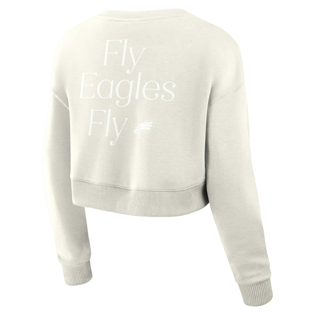 Fanatics Philadelphia Eagles Women's Studio Tri-Blend Cropped Pullover Sweatshirt Cream