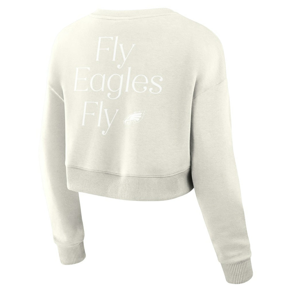 Fanatics Philadelphia Eagles Women's Studio Tri-Blend Cropped Pullover Sweatshirt Cream