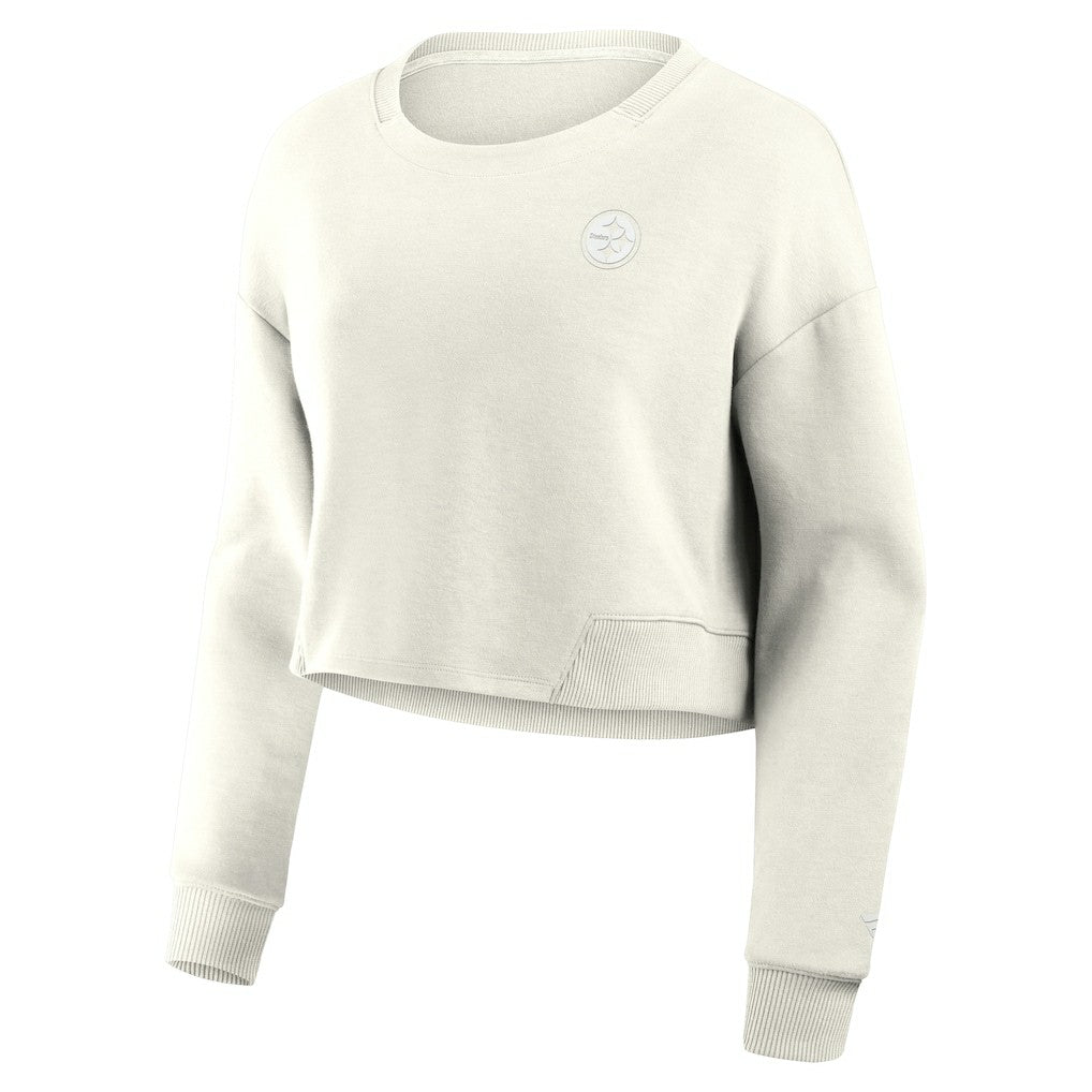 Fanatics Pittsburgh Steelers Women's Studio Tri-Blend Cropped Pullover Sweatshirt Cream