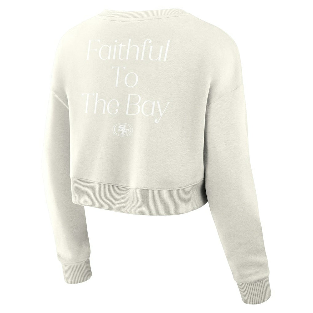 Fanatics San Francisco 49ers Women's Studio Tri-Blend Cropped Pullover Sweatshirt Cream