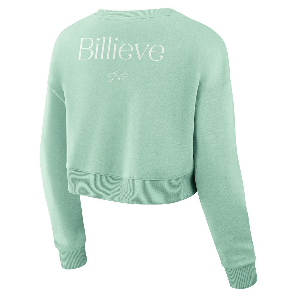 Fanatics Buffalo Bills Women's Studio Tri-Blend Cropped Pullover Sweatshirt Mint