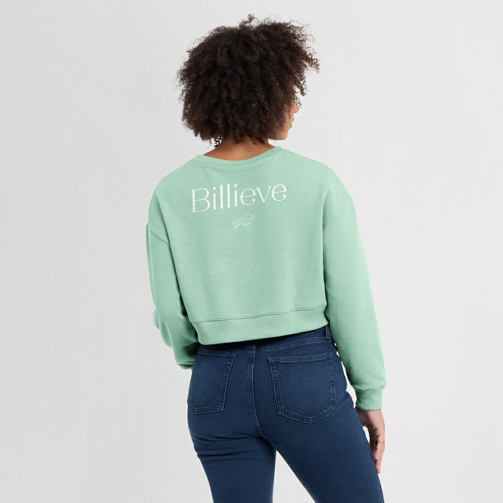 Fanatics Buffalo Bills Women's Studio Tri-Blend Cropped Pullover Sweatshirt Mint