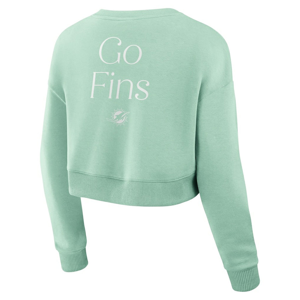 Fanatics Miami Dolphins Women's Studio Tri-Blend Cropped Pullover Sweatshirt Mint