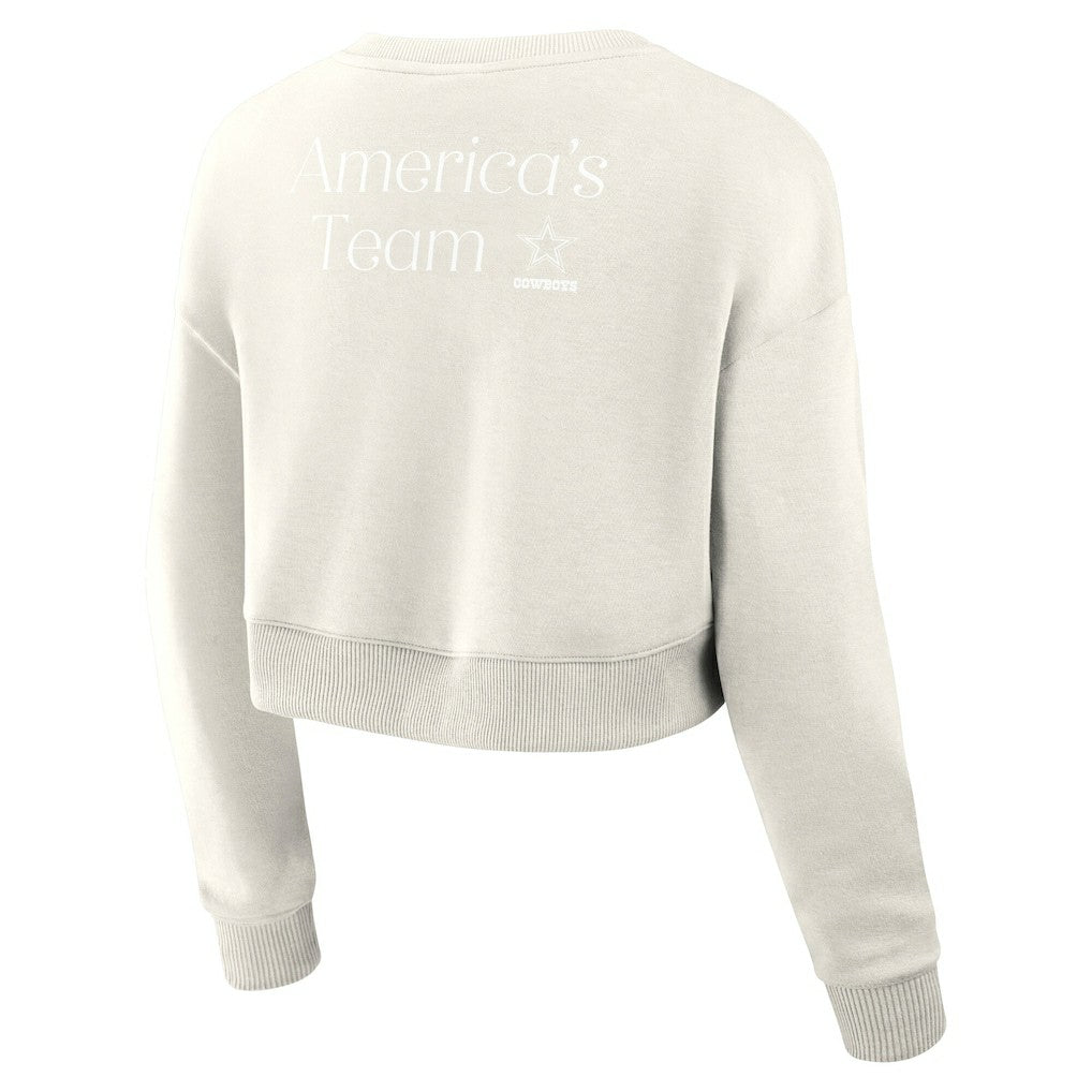 Fanatics Dallas Cowboys Women's Studio Tri-Blend Cropped Pullover Sweatshirt Cream