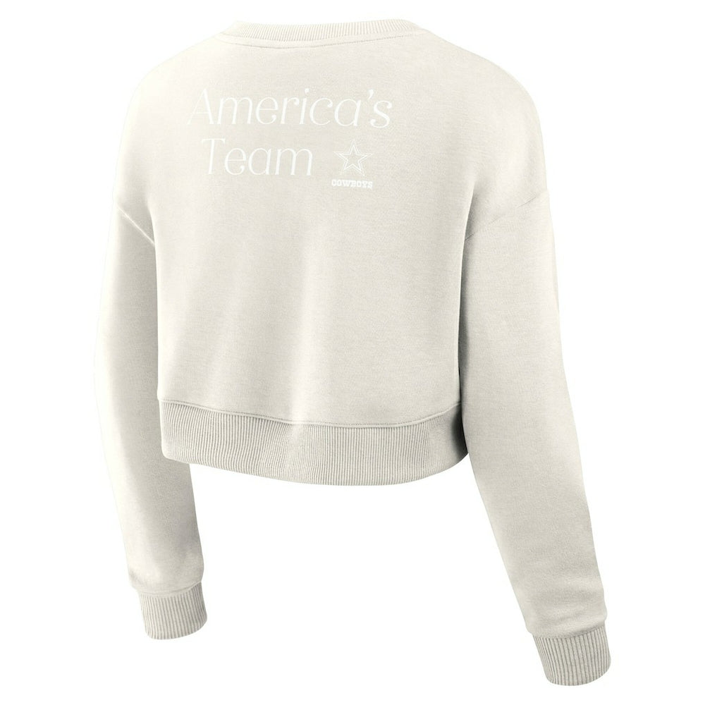 Fanatics Dallas Cowboys Women's Studio Tri-Blend Cropped Pullover Sweatshirt Cream