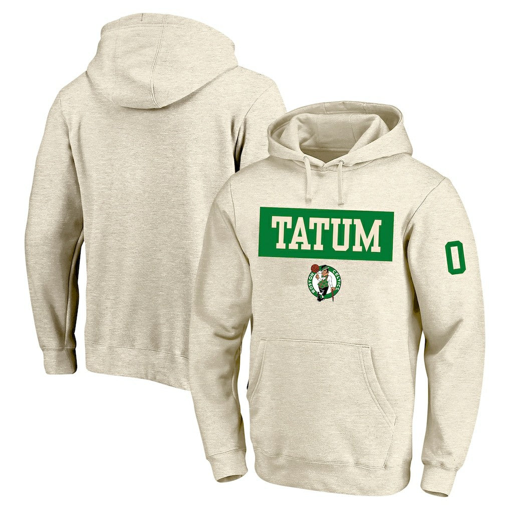 Jayson Tatum Boston Celtics Profile Big & Tall Player Double Face Tri-Blend Pullover Hoodie Cream