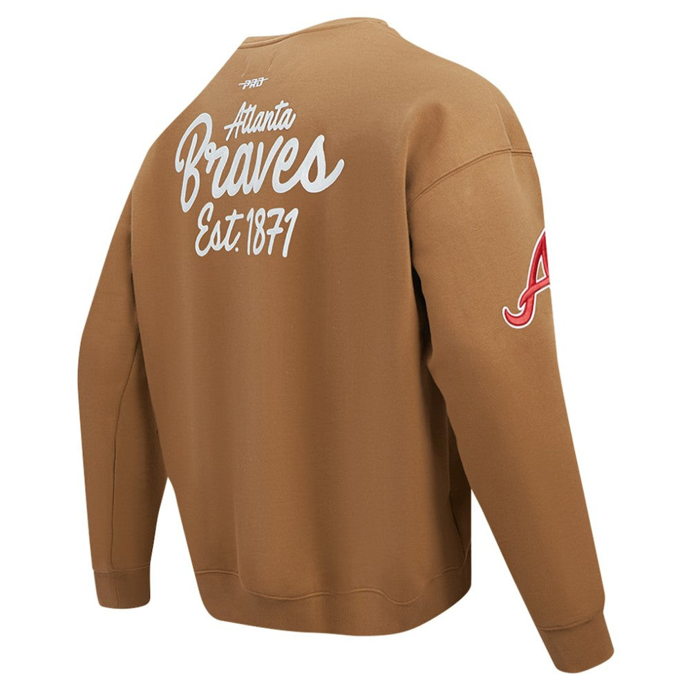Atlanta Braves Pro Standard Paint The City Dropped Shoulder Pullover Sweatshirt - Brown - MLB on Sale