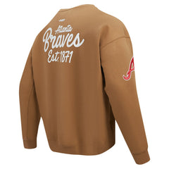Atlanta Braves Pro Standard Paint The City Dropped Shoulder Pullover Sweatshirt - Brown - MLB on Sale