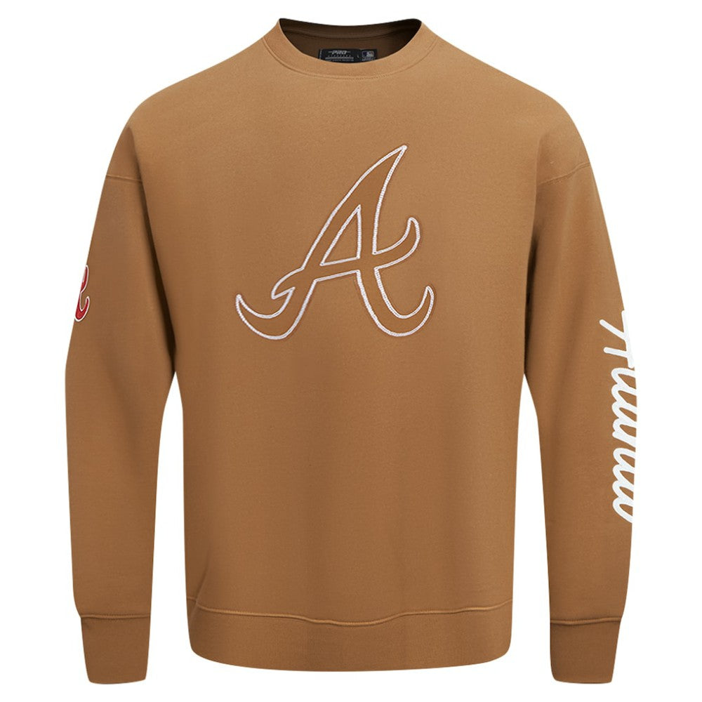Atlanta Braves Pro Standard Paint The City Dropped Shoulder Pullover Sweatshirt - Brown - MLB on Sale