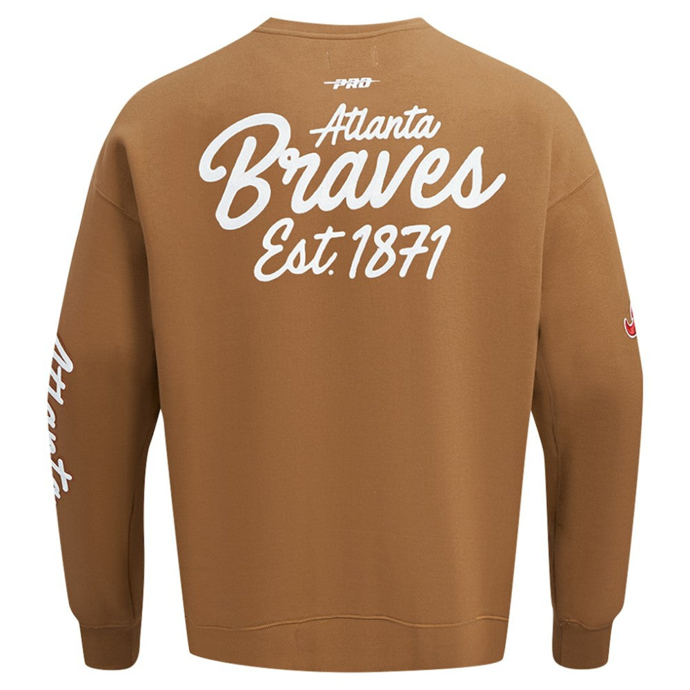 Atlanta Braves Pro Standard Paint The City Dropped Shoulder Pullover Sweatshirt - Brown - MLB on Sale