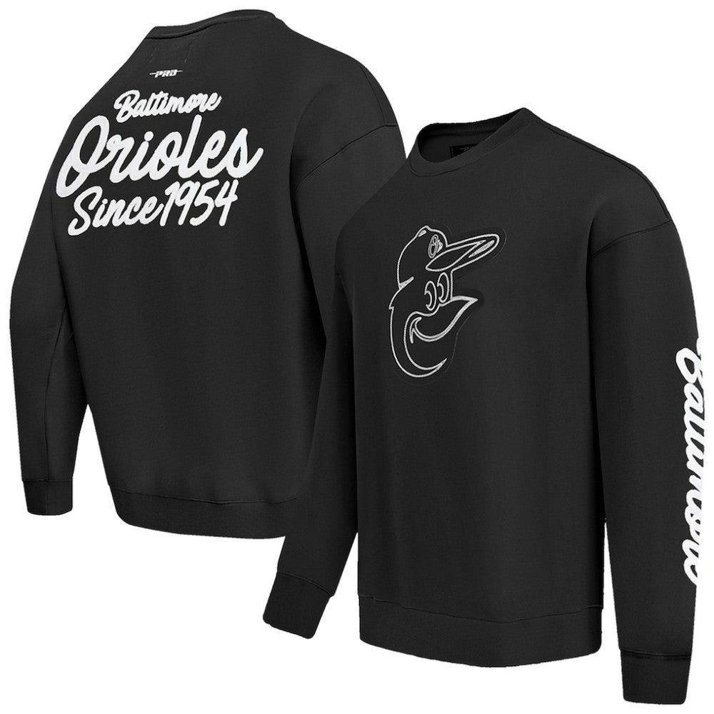 Baltimore Orioles Pro Standard Paint The City Dropped Shoulder Pullover Sweatshirt - Black - MLB Online