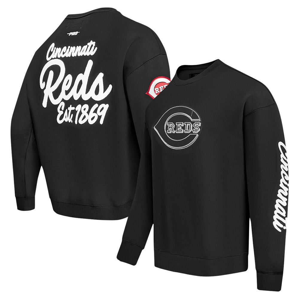Cincinnati Reds Pro Standard Paint The City Dropped Shoulder Pullover Sweatshirt - Black - MLB Online