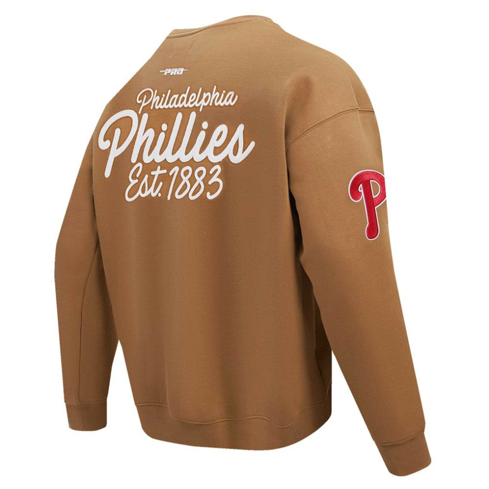 Philadelphia Phillies Pro Standard Paint The City Dropped Shoulder Pullover Sweatshirt - Brown - MLB Online