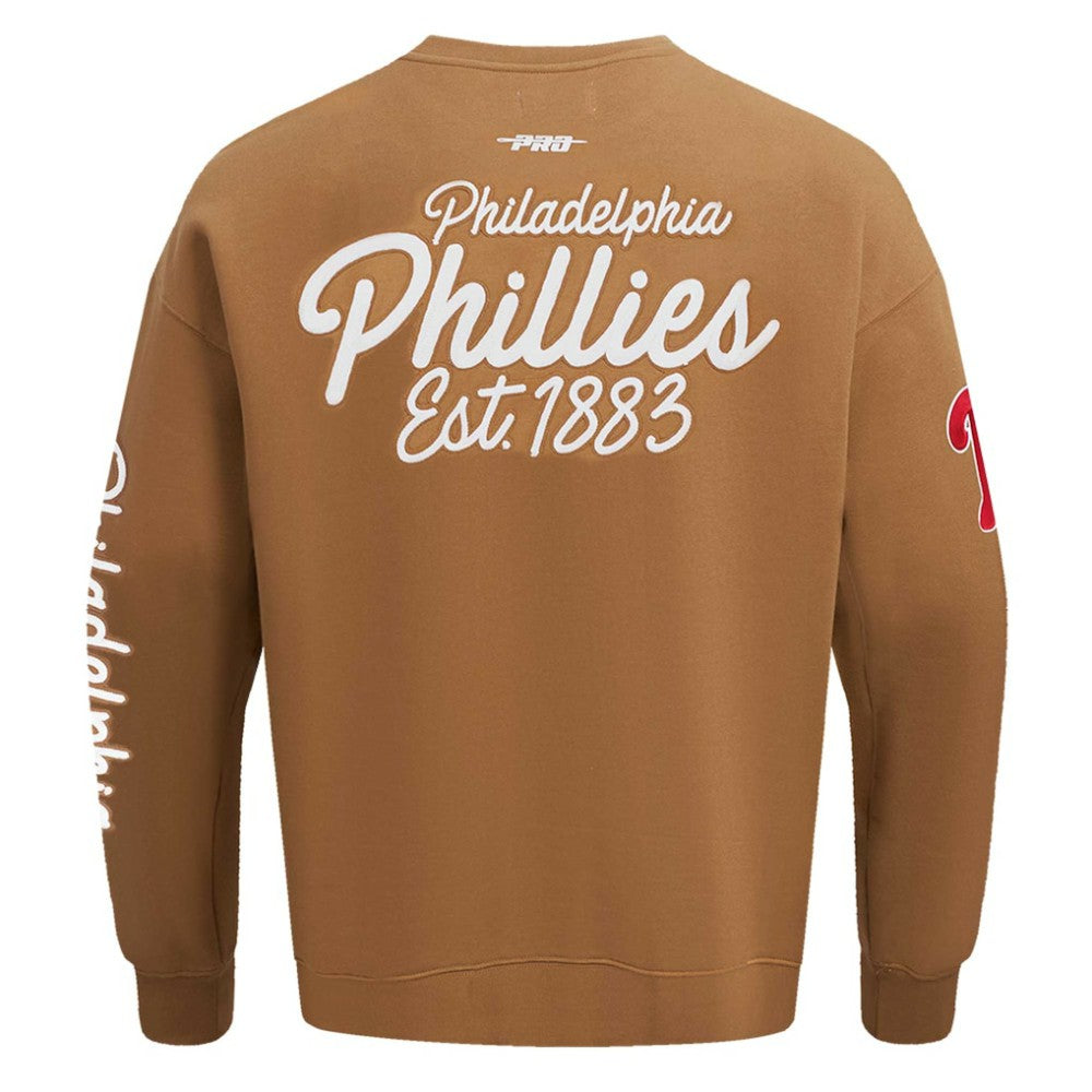 Philadelphia Phillies Pro Standard Paint The City Dropped Shoulder Pullover Sweatshirt - Brown - MLB Online