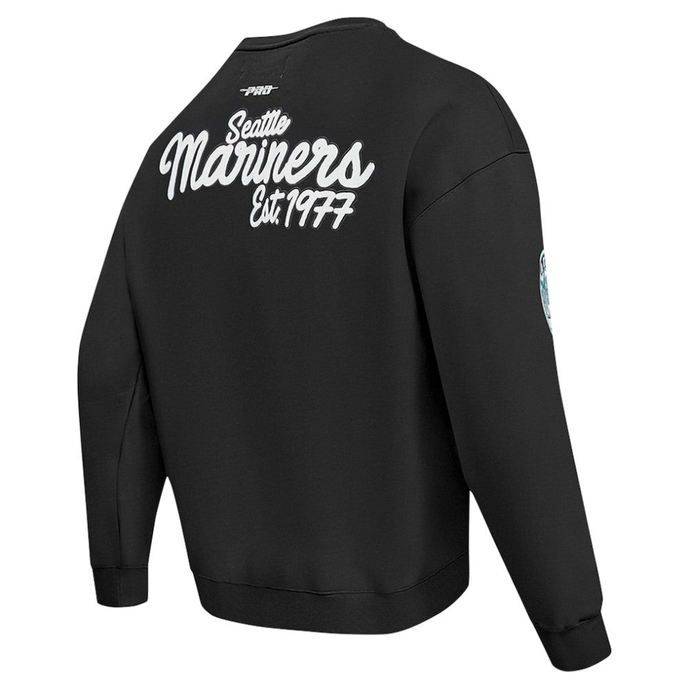 Seattle Mariners Pro Standard Paint The City Dropped Shoulder Pullover Sweatshirt - Black - MLB on Sale