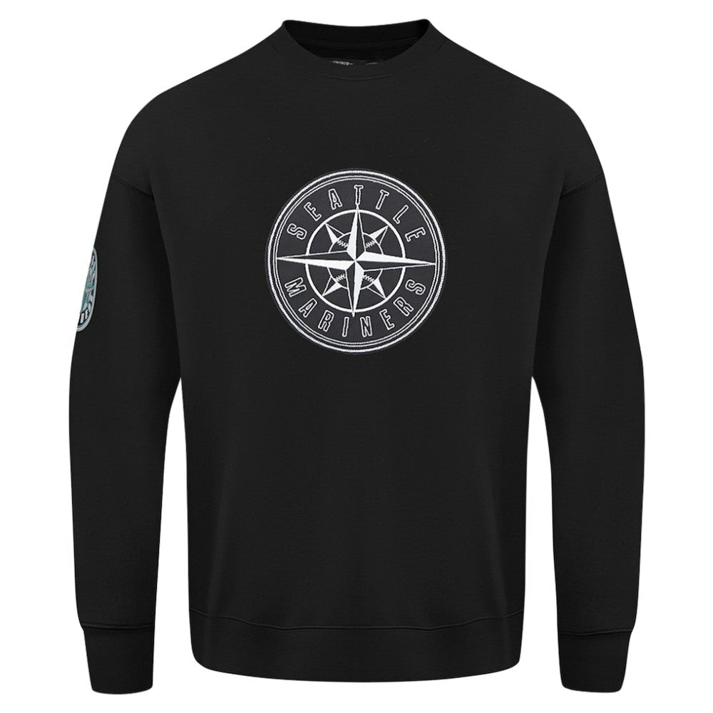 Seattle Mariners Pro Standard Paint The City Dropped Shoulder Pullover Sweatshirt - Black - MLB on Sale
