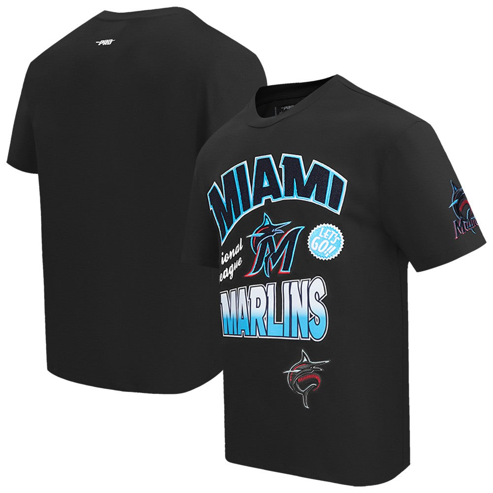 Miami Marlins Pro Standard Turn It Up Dropped Shoulder T-Shirt - Black - MLB Sale