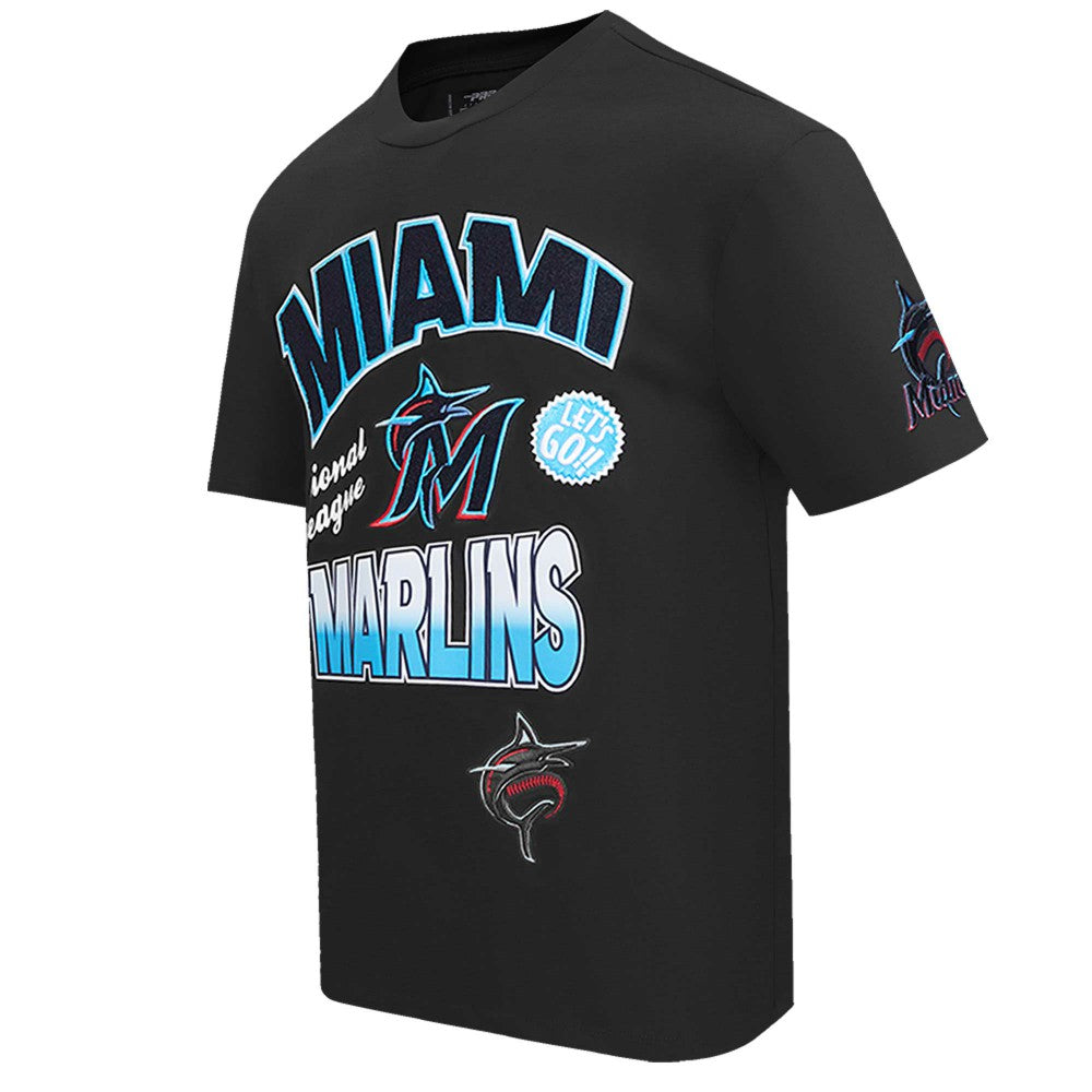 Miami Marlins Pro Standard Turn It Up Dropped Shoulder T-Shirt - Black - MLB Sale