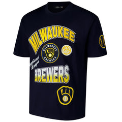 Milwaukee Brewers Pro Standard Turn It Up Dropped Shoulder T-Shirt - Navy - MLB Lifestyle