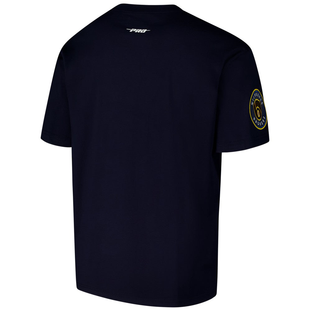 Milwaukee Brewers Pro Standard Turn It Up Dropped Shoulder T-Shirt - Navy - MLB Lifestyle