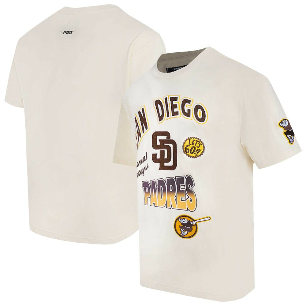 San Diego Padres Pro Standard Turn It Up Dropped Shoulder T-Shirt - Cream - MLB on Sale