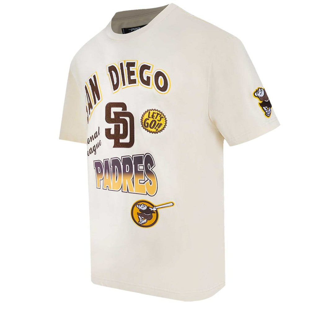 San Diego Padres Pro Standard Turn It Up Dropped Shoulder T-Shirt - Cream - MLB on Sale
