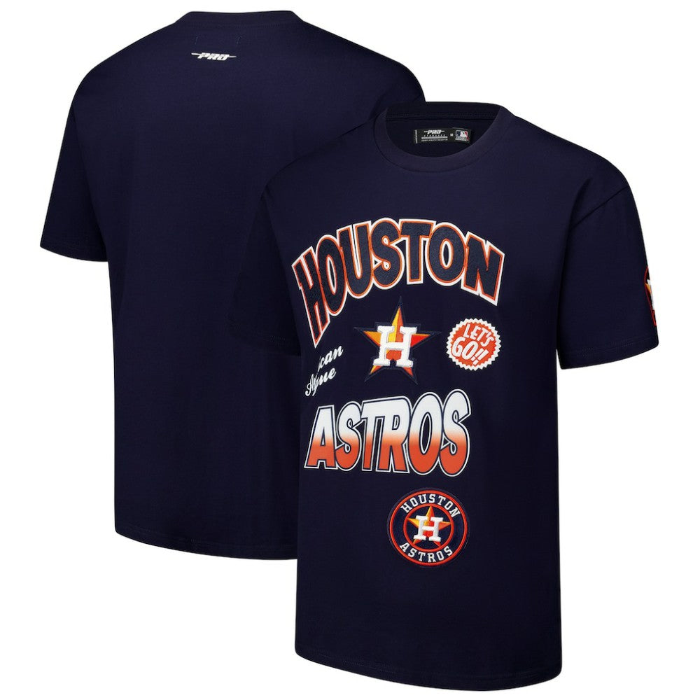 Houston Astros Pro Standard Turn It Up Dropped Shoulder T-Shirt - Navy - MLB on Sale