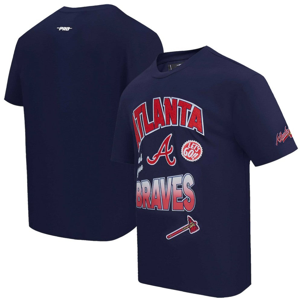 Atlanta Braves Pro Standard Turn It Up Dropped Shoulder T-Shirt - Navy - MLB on Sale