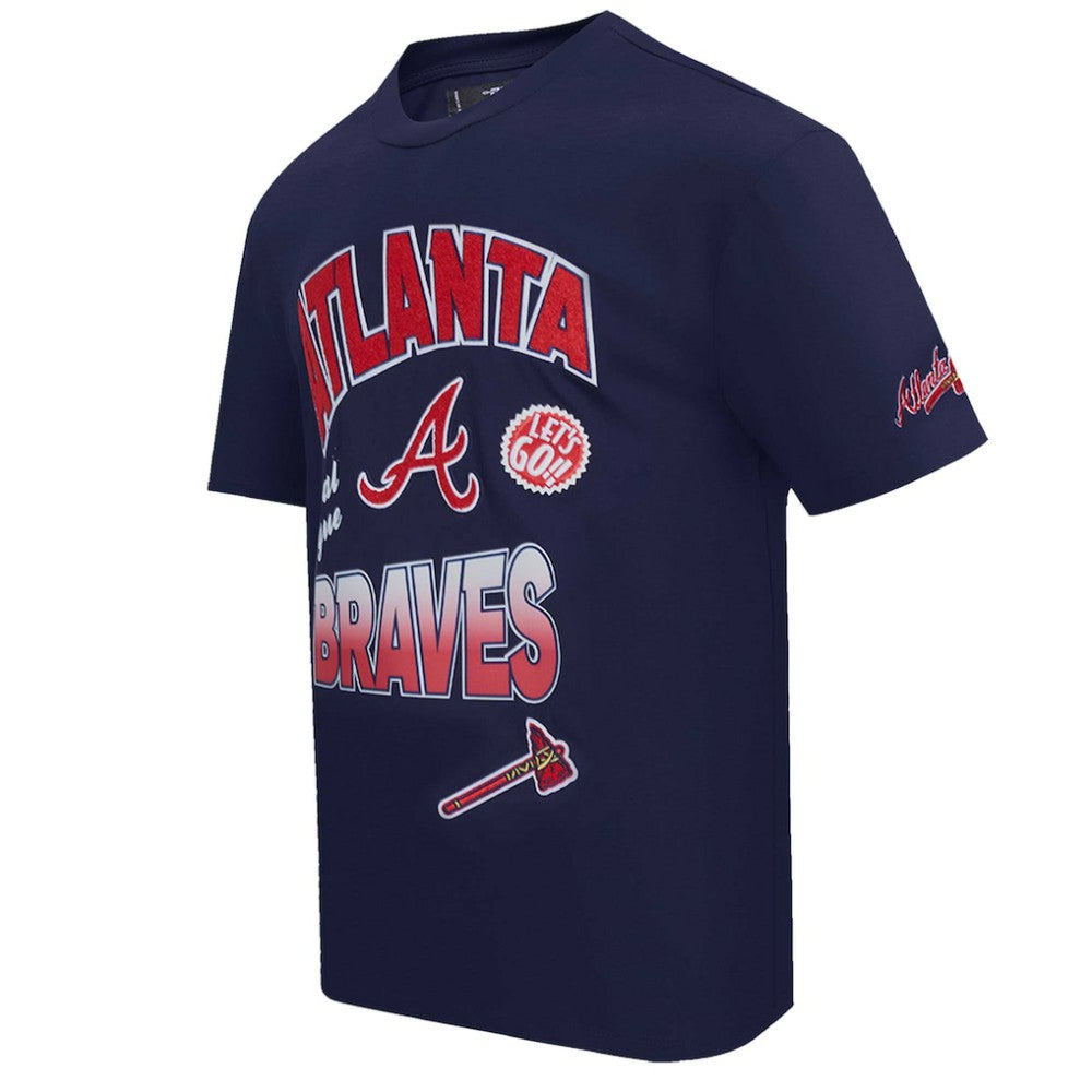 Atlanta Braves Pro Standard Turn It Up Dropped Shoulder T-Shirt - Navy - MLB on Sale