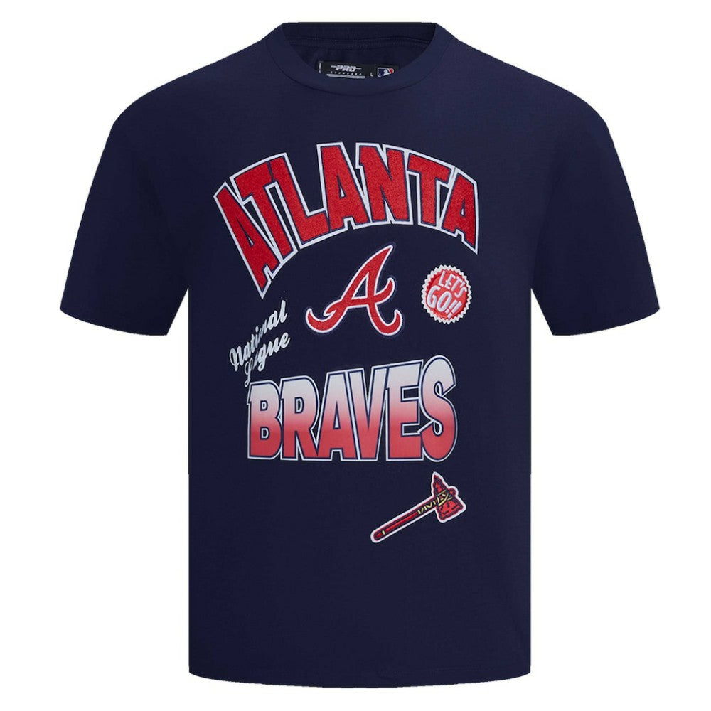 Atlanta Braves Pro Standard Turn It Up Dropped Shoulder T-Shirt - Navy - MLB on Sale