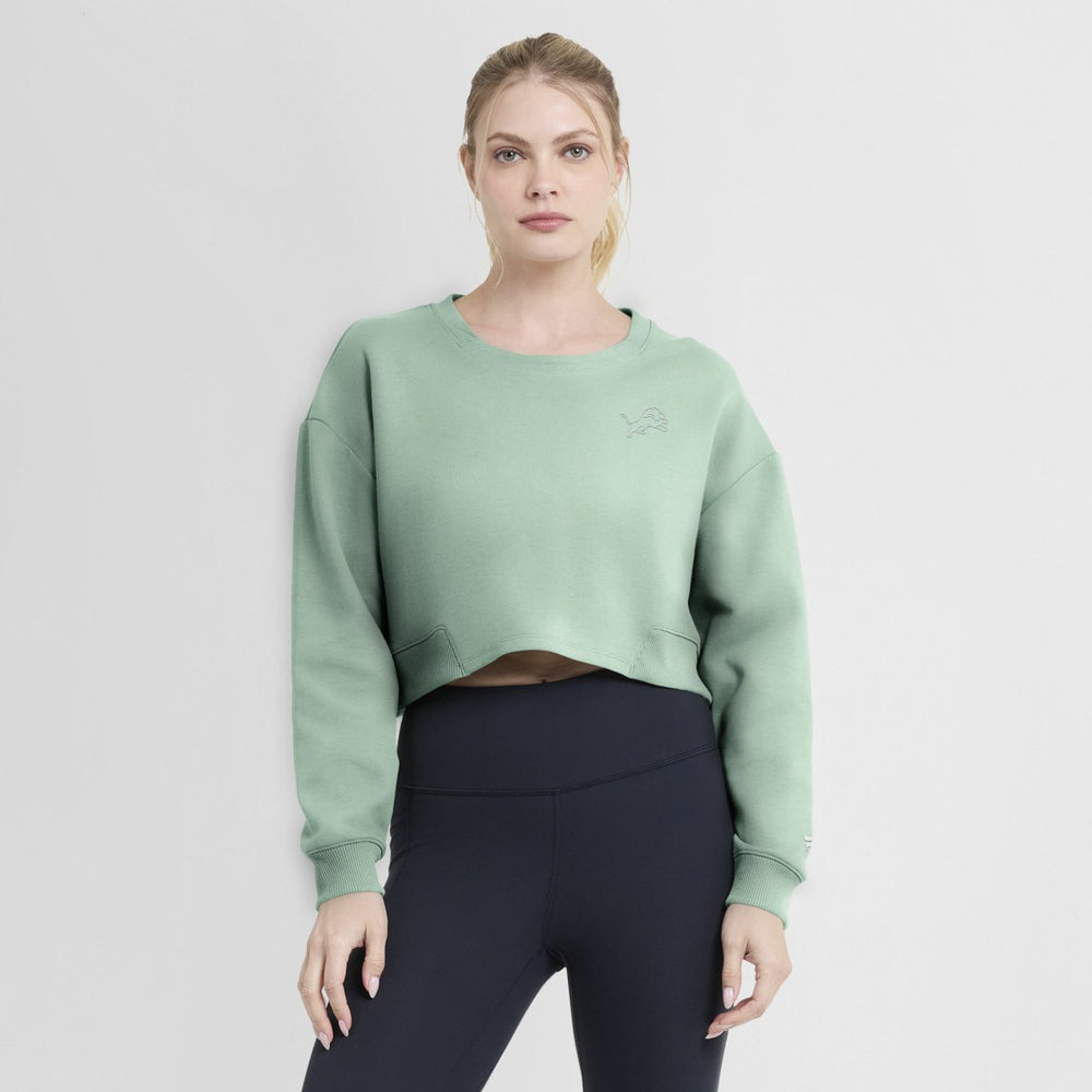 Fanatics Detroit Lions Women's Studio Tri-Blend Cropped Pullover Sweatshirt Mint