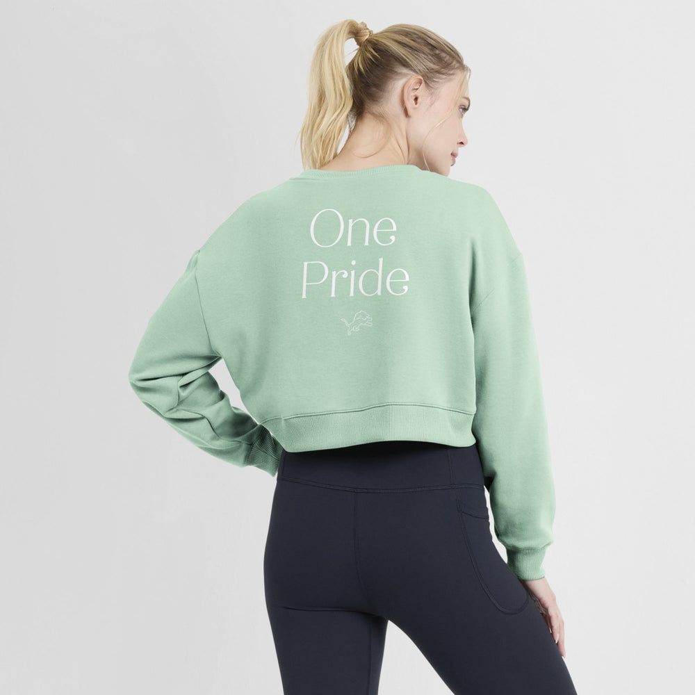 Fanatics Detroit Lions Women's Studio Tri-Blend Cropped Pullover Sweatshirt Mint