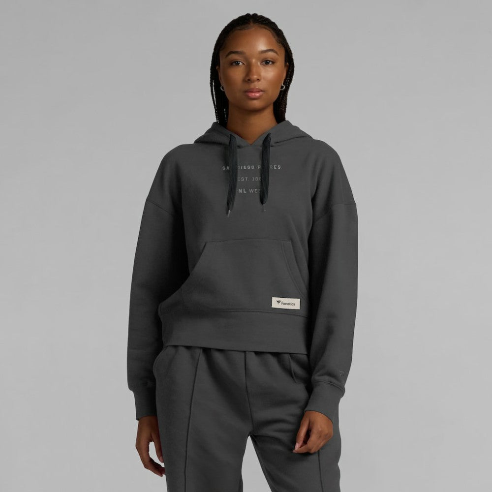 San Diego Padres Fanatics Women's Elements Future Ground Subtle Tonal Pullover Hoodie - Charcoal - Fanatics Sale