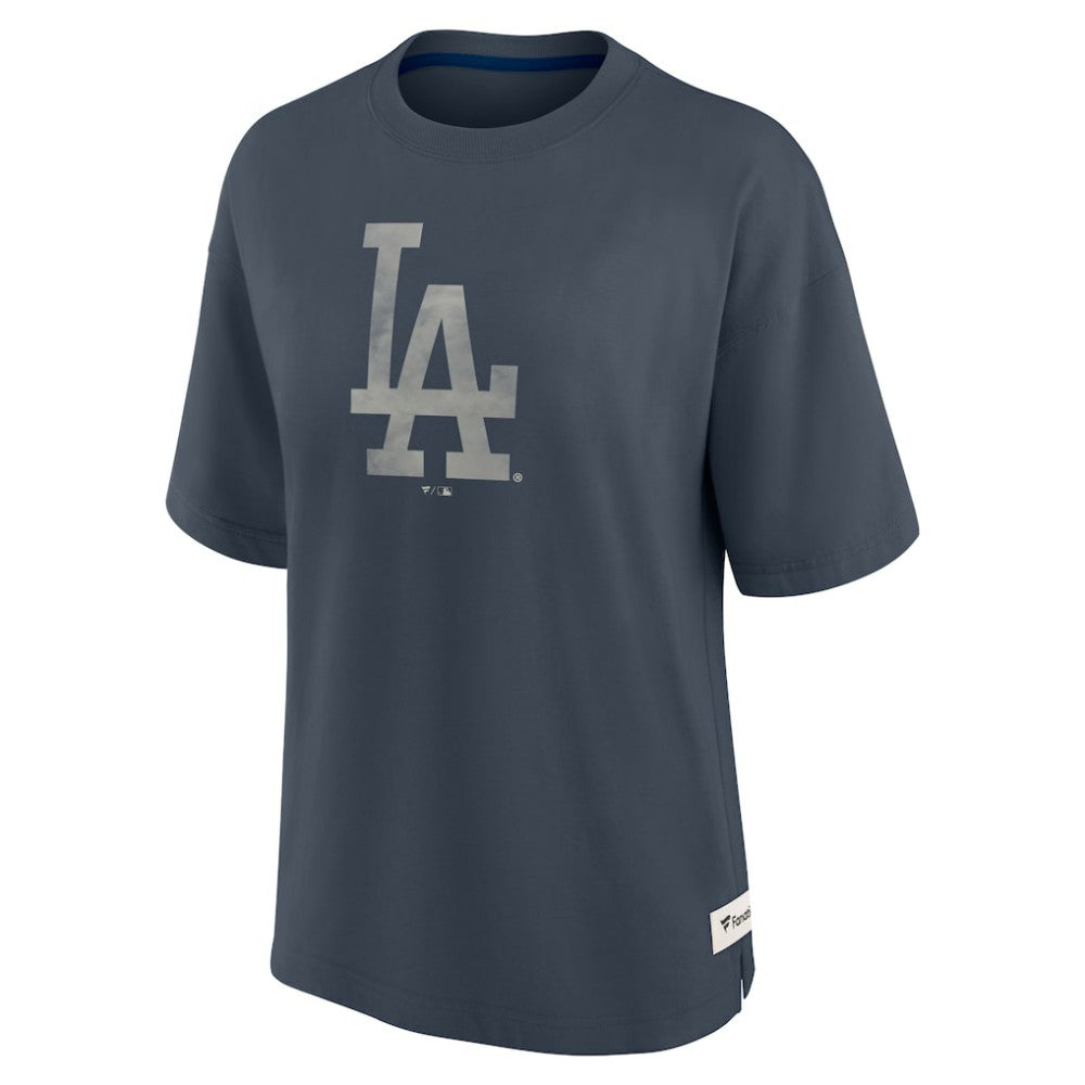 Los Angeles Dodgers Fanatics Women's Oversized Elements Raw Edge Future Ground T-Shirt - Blue - Fanatics Lifestyle
