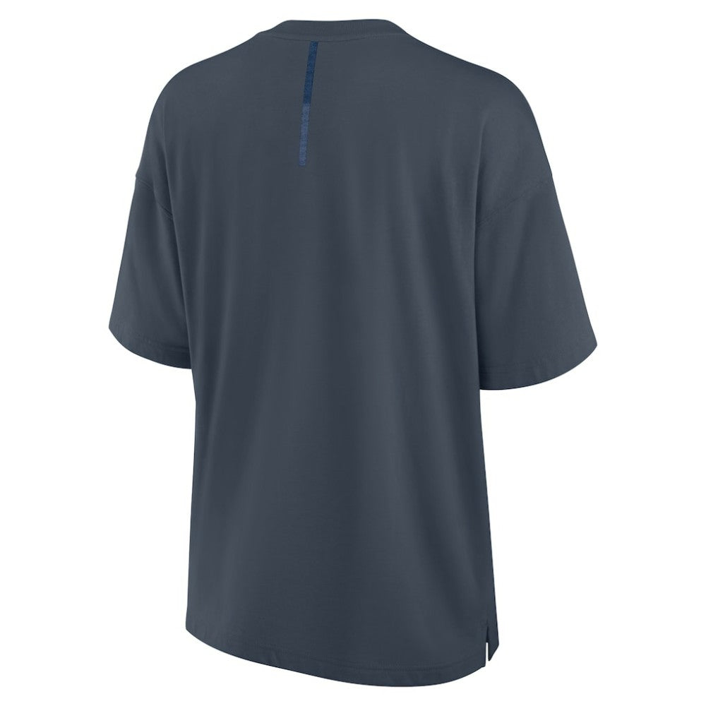 Chicago Cubs Fanatics Women's Oversized Elements Raw Edge Future Ground T-Shirt - Blue - Fanatics Discount