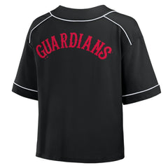 Cleveland Guardians Fanatics Women's Oversized Champ Game Cropped  V-Neck T-Shirt - Black - Fanatics Discount