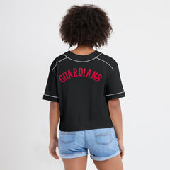 Cleveland Guardians Fanatics Women's Oversized Champ Game Cropped  V-Neck T-Shirt - Black - Fanatics Discount
