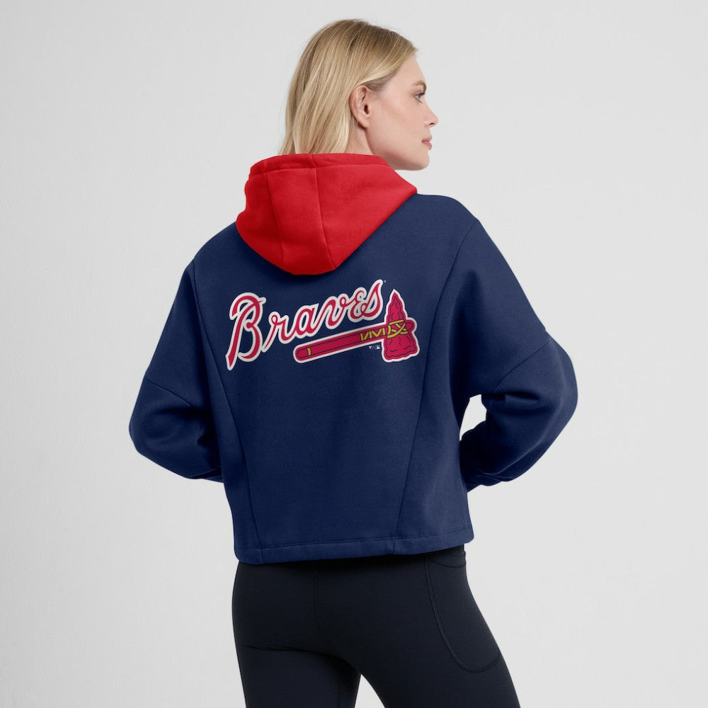 Atlanta Braves Fanatics Women's Oversized Legacy Favorite Spectator Pullover Hoodie - Navy - Fanatics on Sale
