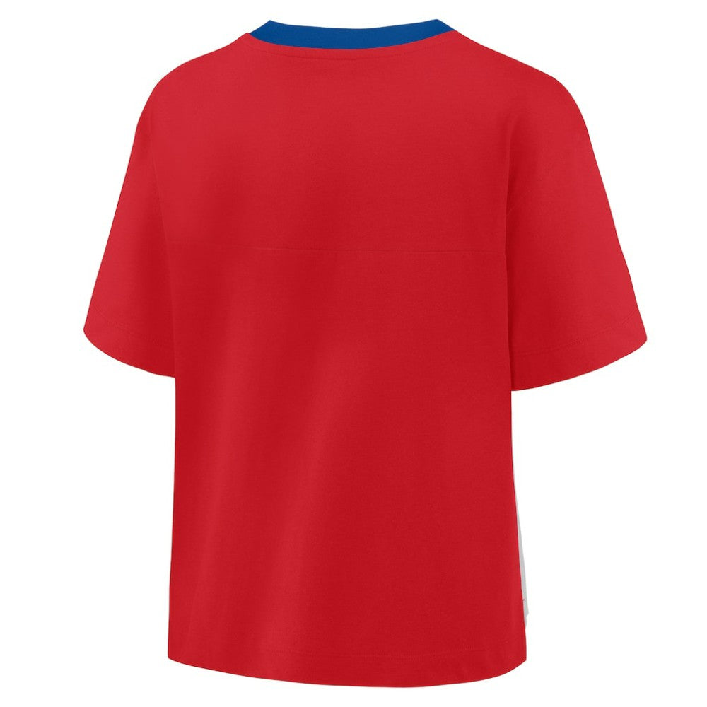 Philadelphia Phillies Fanatics Oversized Race To Win V-Neck T-Shirt - Red/Graphite - Fanatics on Sale